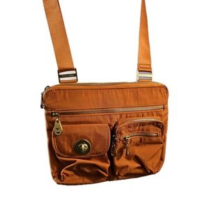 Baggallini Orange Crossbody Purse Womens Medium Nylon Travel Organizer Pockets